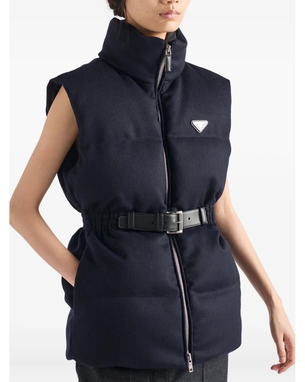 Chaleco Acolchado Con Logo Prada de color Blue