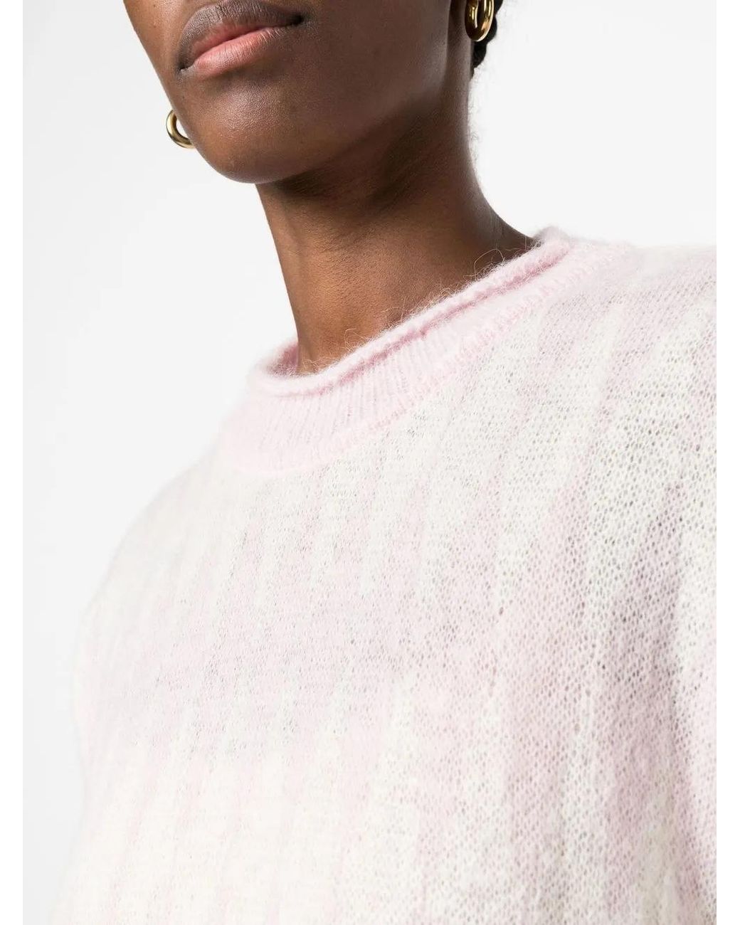 Rus White Diamond-Pattern Long-Length Jumper
