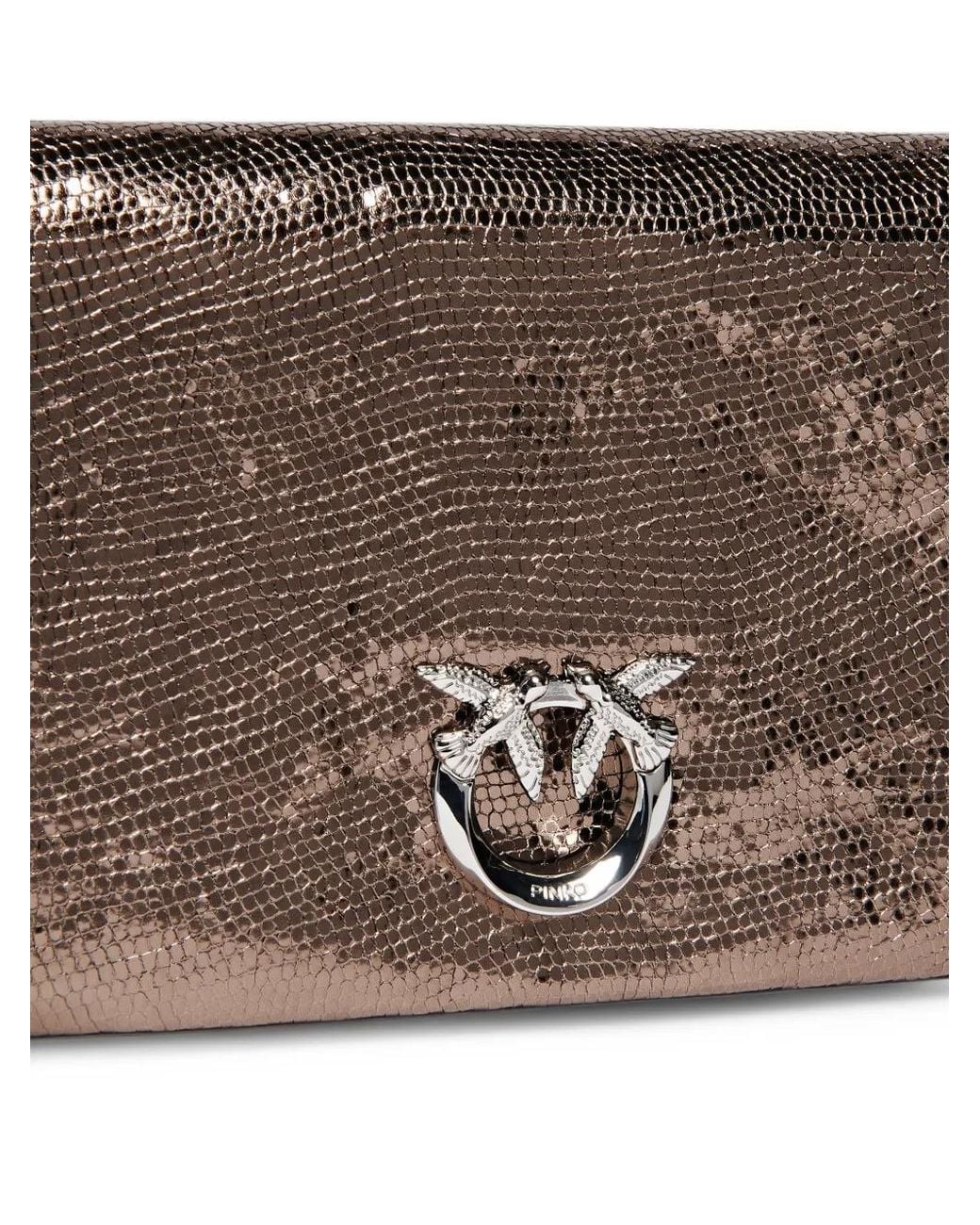 Pinko Gray Love Bag Click Soft Horizontal Small Crossbody Clutch