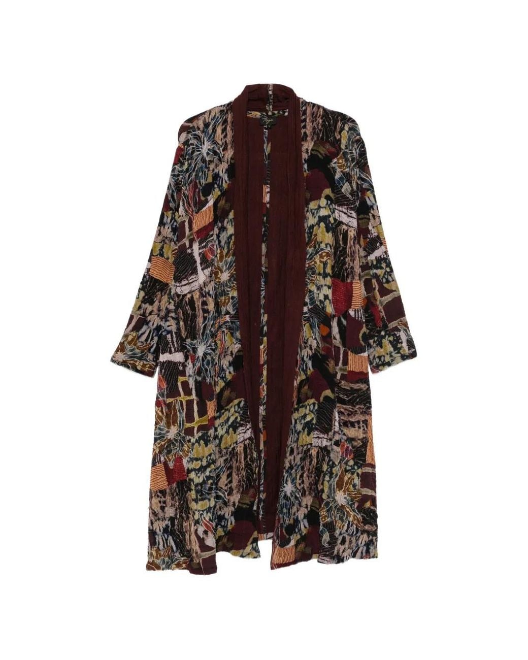Raga Brown Abstract-Print Crinkled Coat