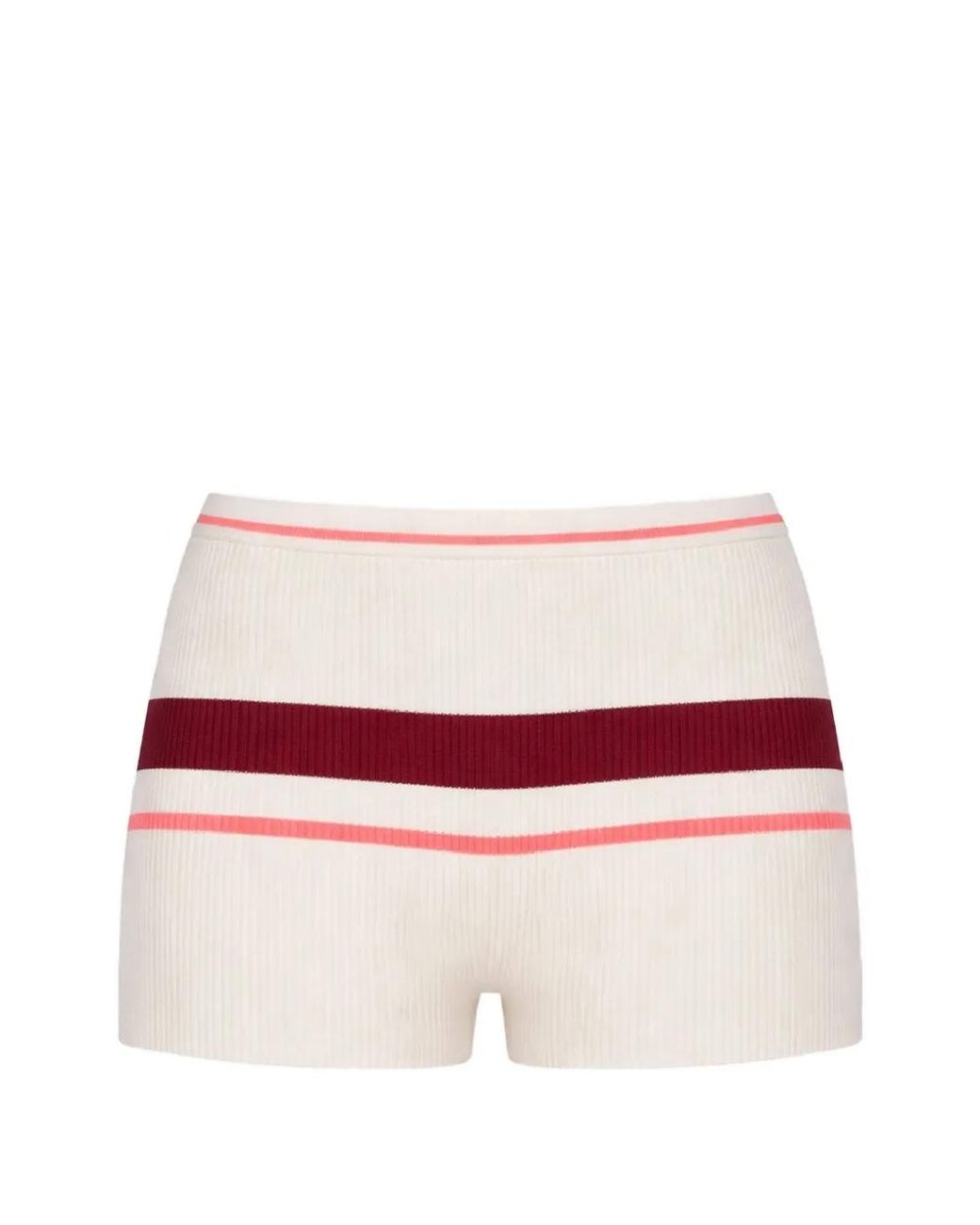 Self-Portrait Red Striped Ribbed-Knit Shorts