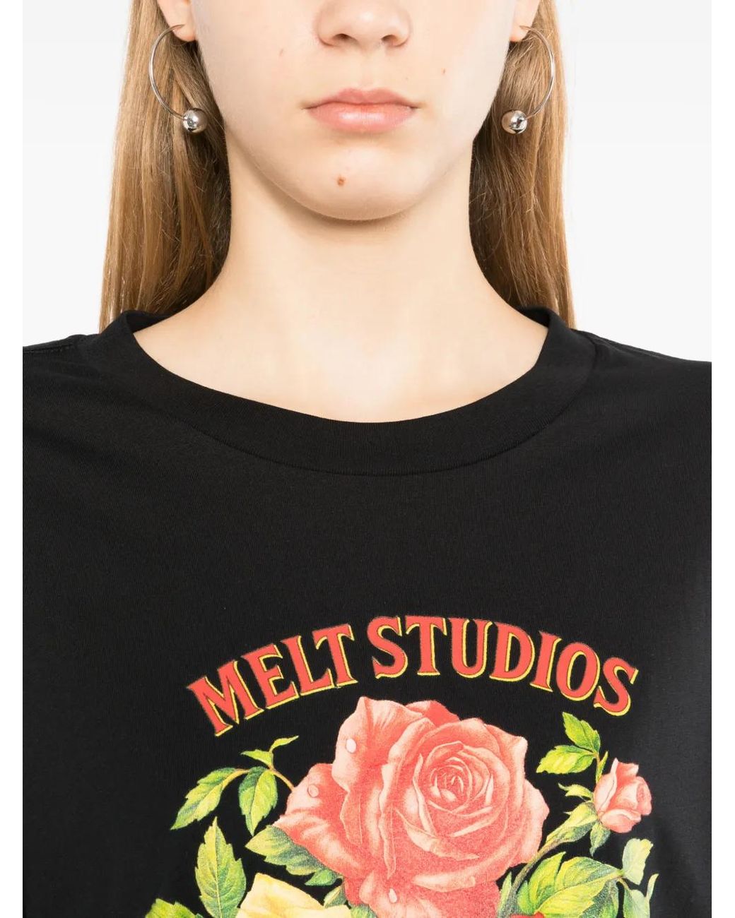 Melt Black T-Shirt À Fleurs