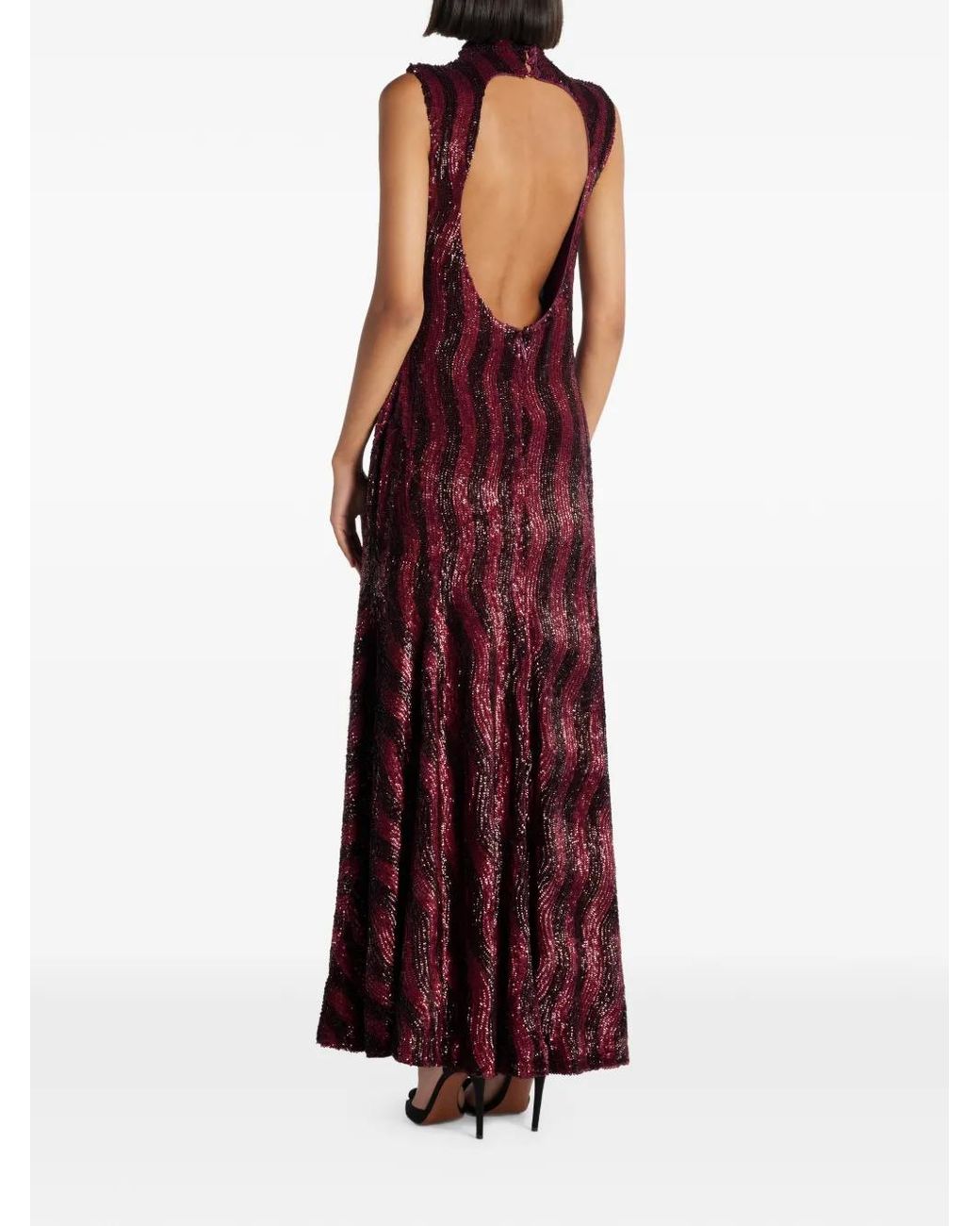 ilta Purple Leonie Sequin Striped Midi Dress