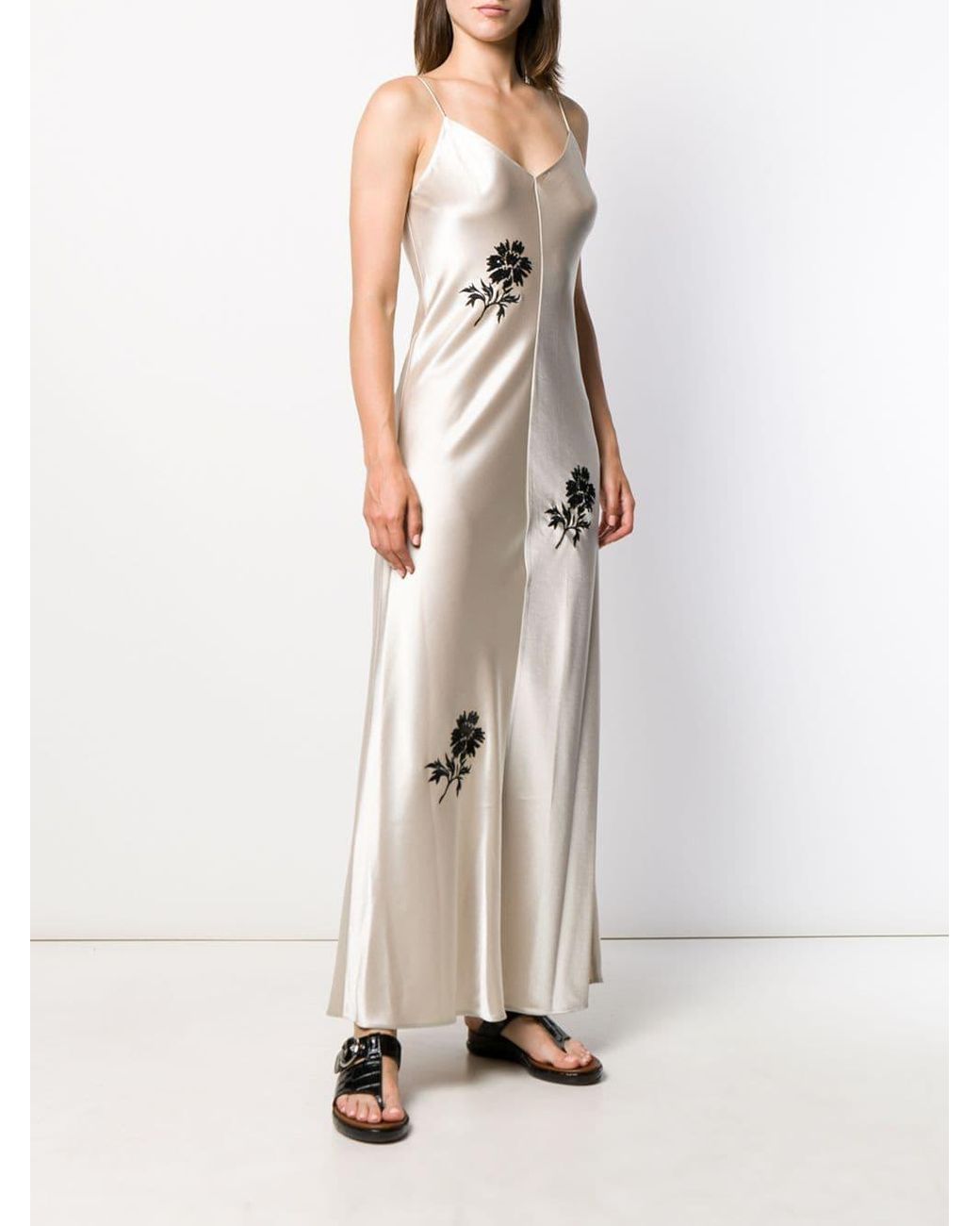 Tory Burch Embroidered Flower Dress in Natural | Lyst