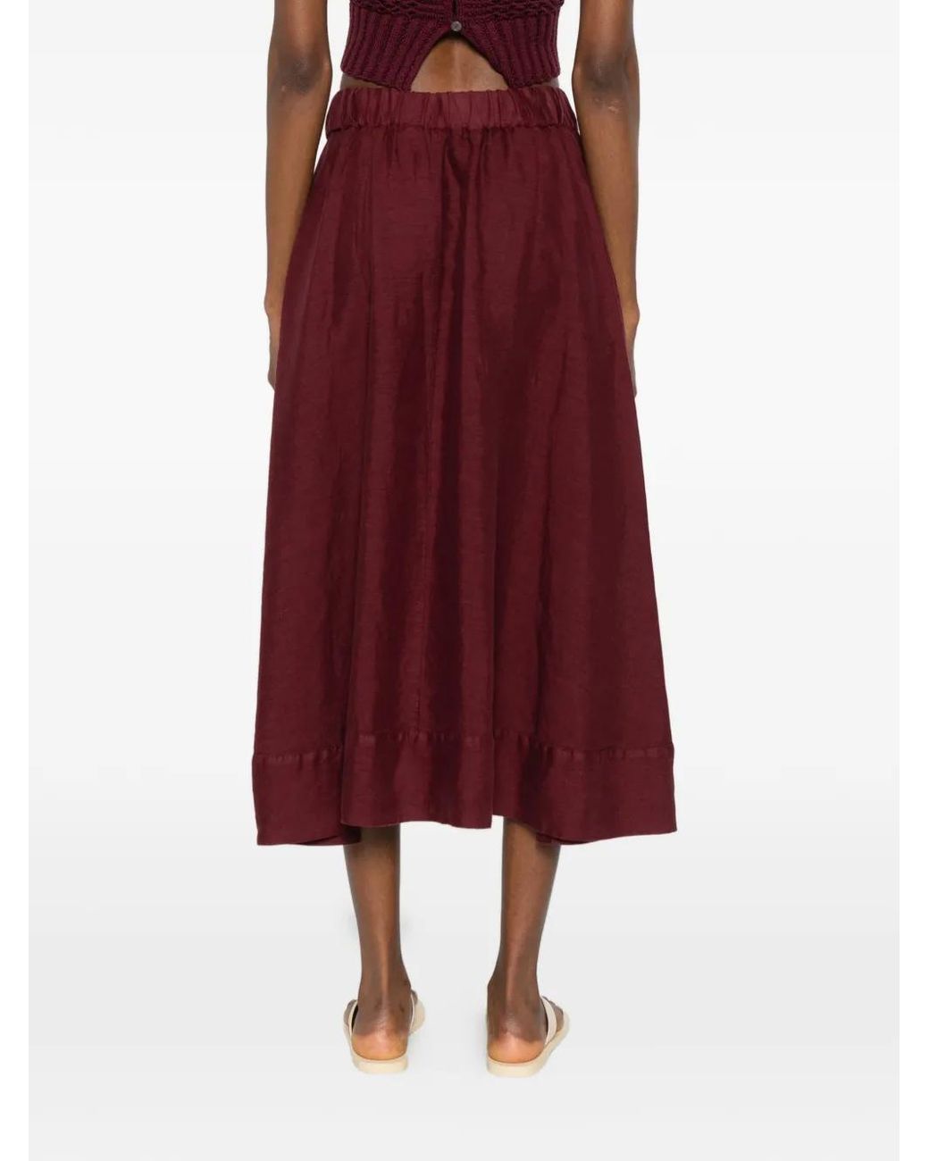 ROSSO35 Purple Elasticated Waist Midi Skirt