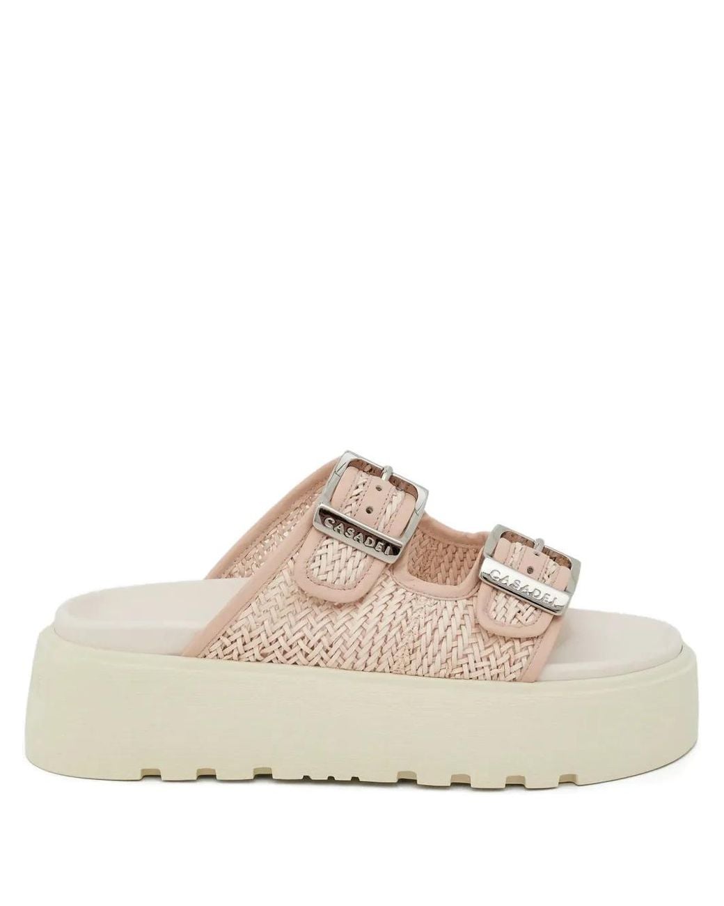Casadei Natural Birky Ale Platform Buckled Sandals