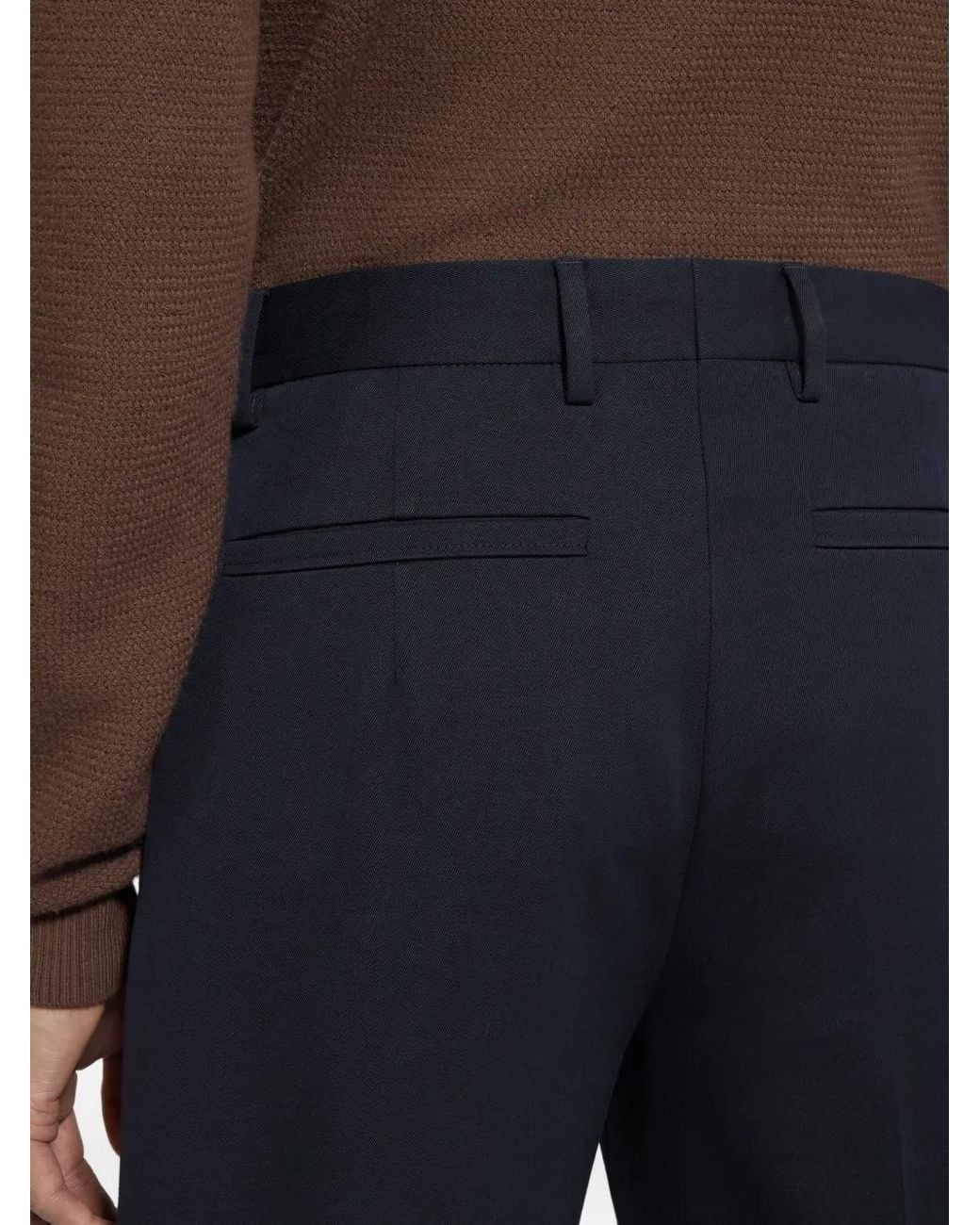 Zegna Blue Cotton And Wool Trousers for men