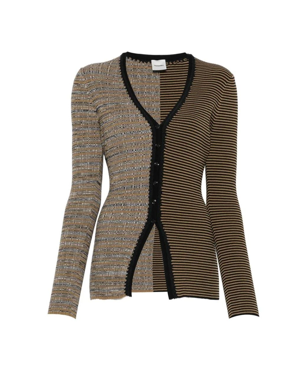 Nanushka Green Cardigan À Rayures