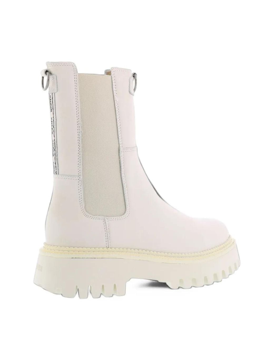 Bronx White Chunky-Sole Elasticated-Panel Chelsea Boots