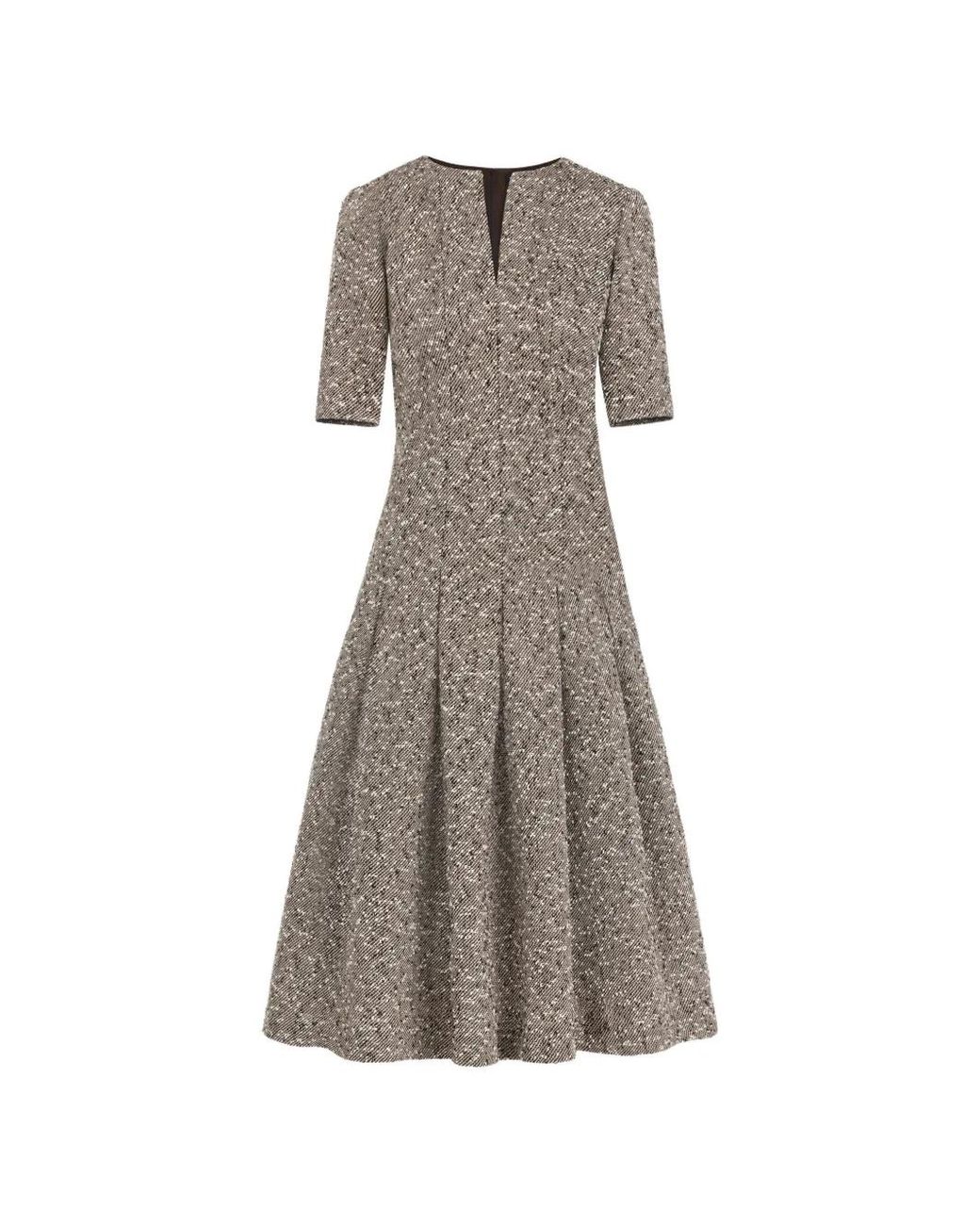 Oscar de la Renta Gray Tweed Midi Dress