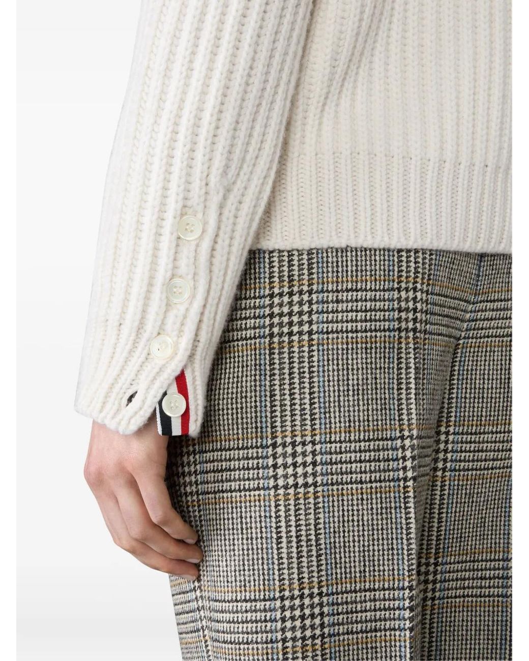Thom Browne White Swarovski Crystal Half Stitch Cashmere Cardigan
