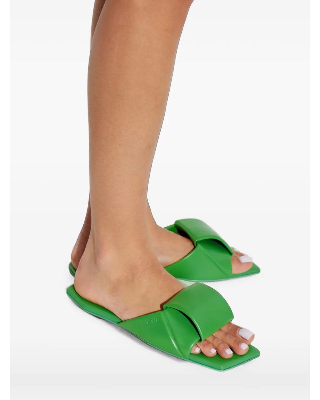 Loewe Green Origami Leather Sandals