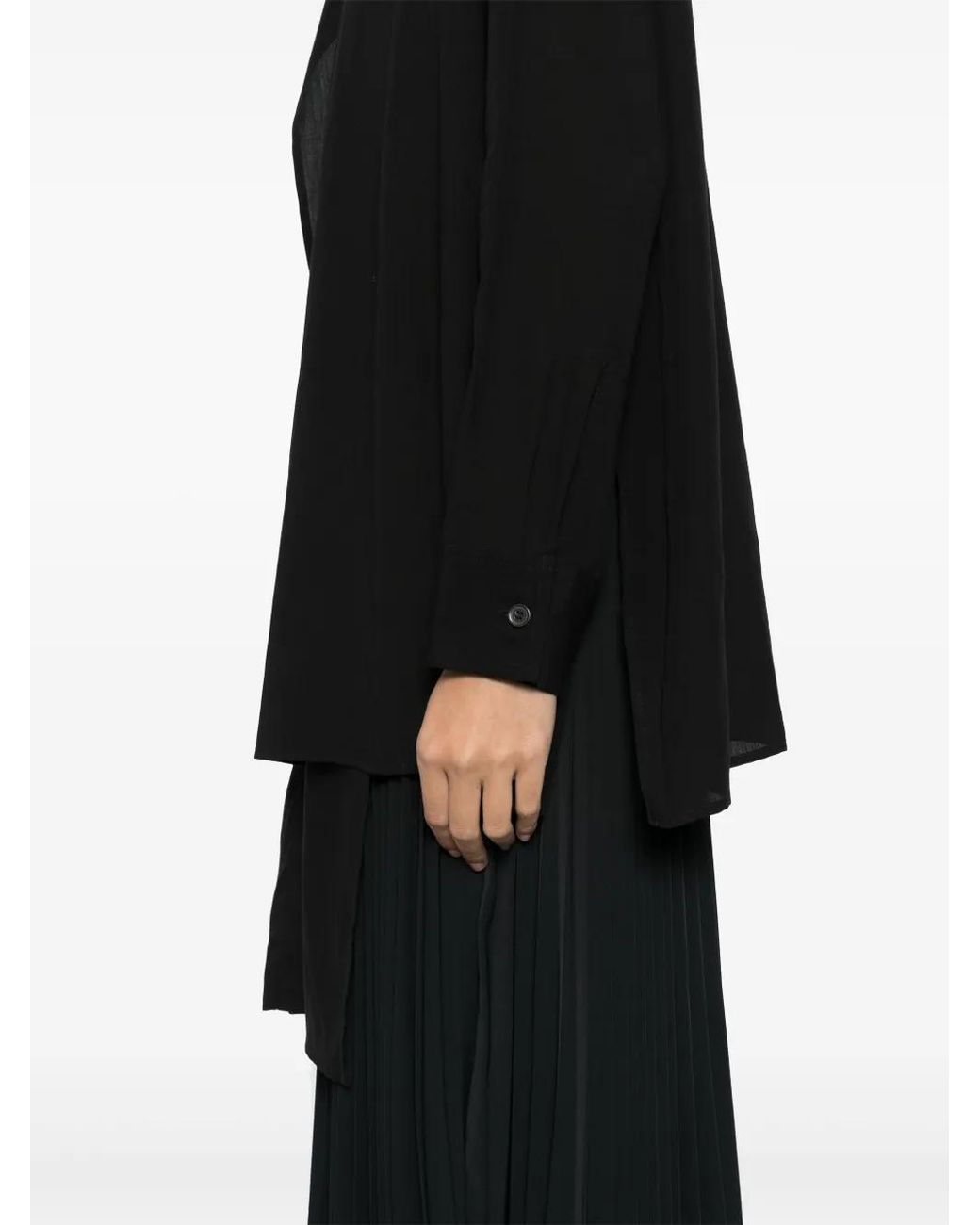 Yohji Yamamoto Black Layered-Design Shirt