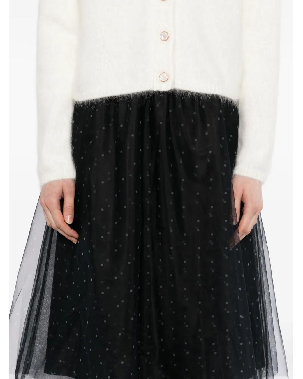 JNBY Black Polka Dot Layered Skirt