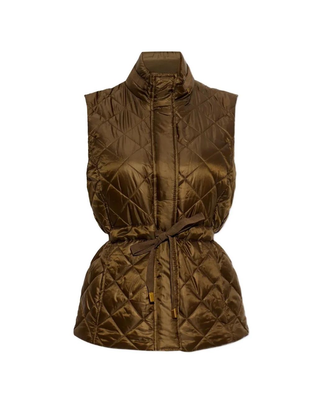 MICHAEL Michael Kors Brown Drawstring-Waist Quilted Gilet