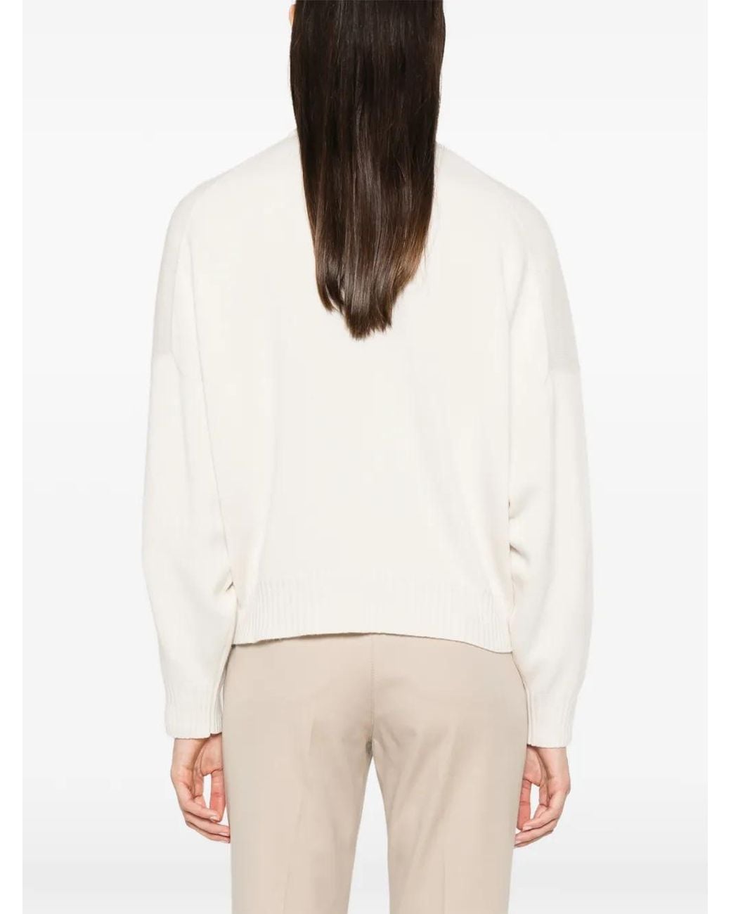 Brunello Cucinelli White Cashmere Trurtle-Neck Sweater