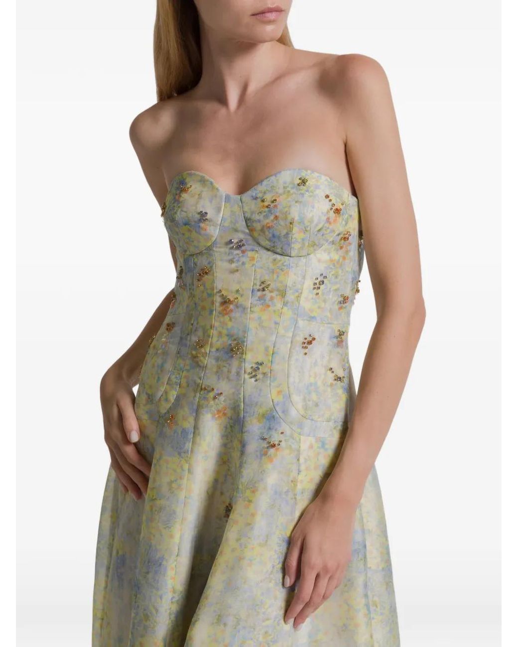 Alberta Ferretti White Floral Midi Dress