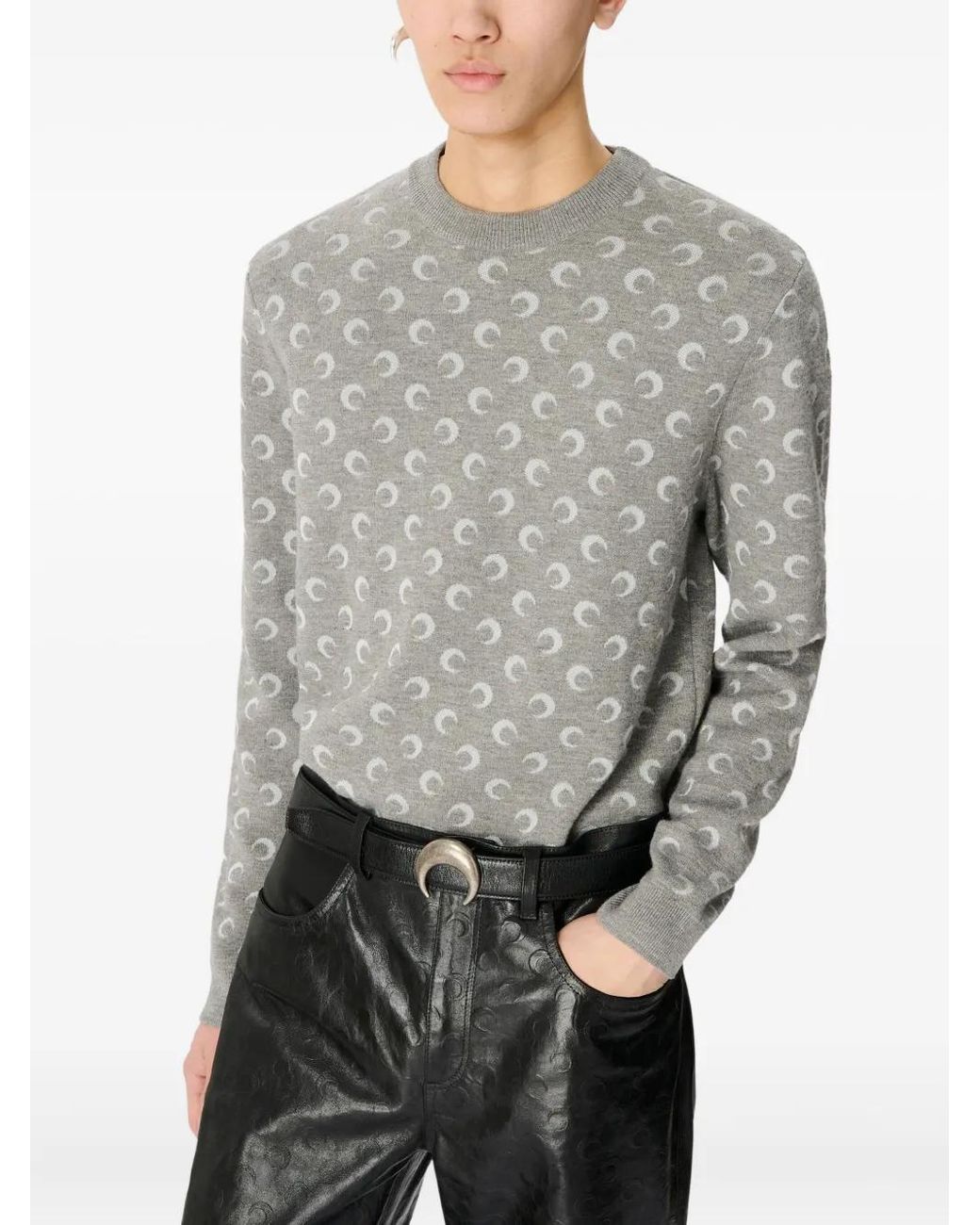 MARINE SERRE Gray Moon-Jacquard Sweater for men