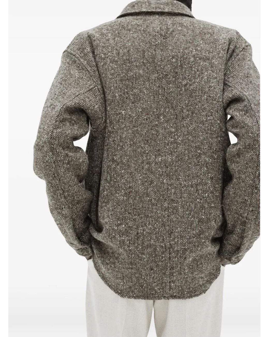 Auralee Gray Tweed Shirt Jacket for men