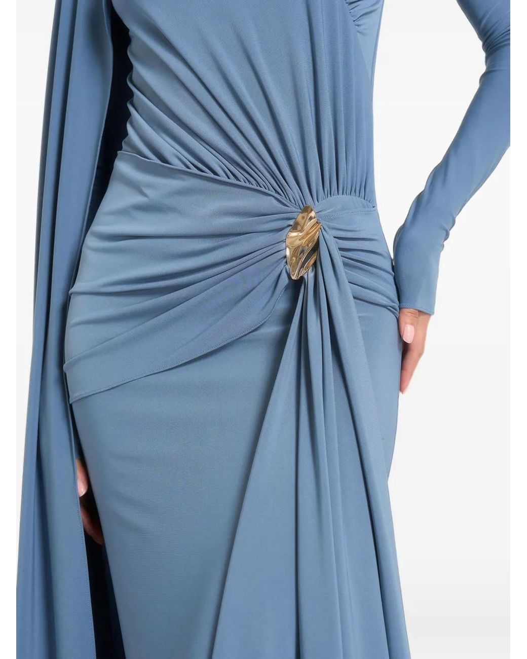 Manière De Voir Blue Edena Ssym Ruched-Draped Maxi Dress