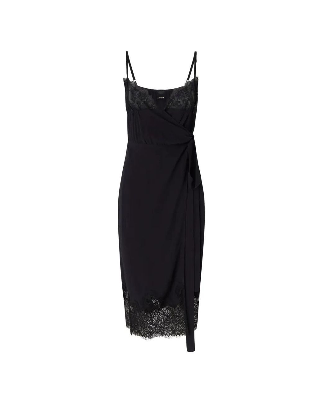 Pinko Black Lace-Trim Wrap Dress