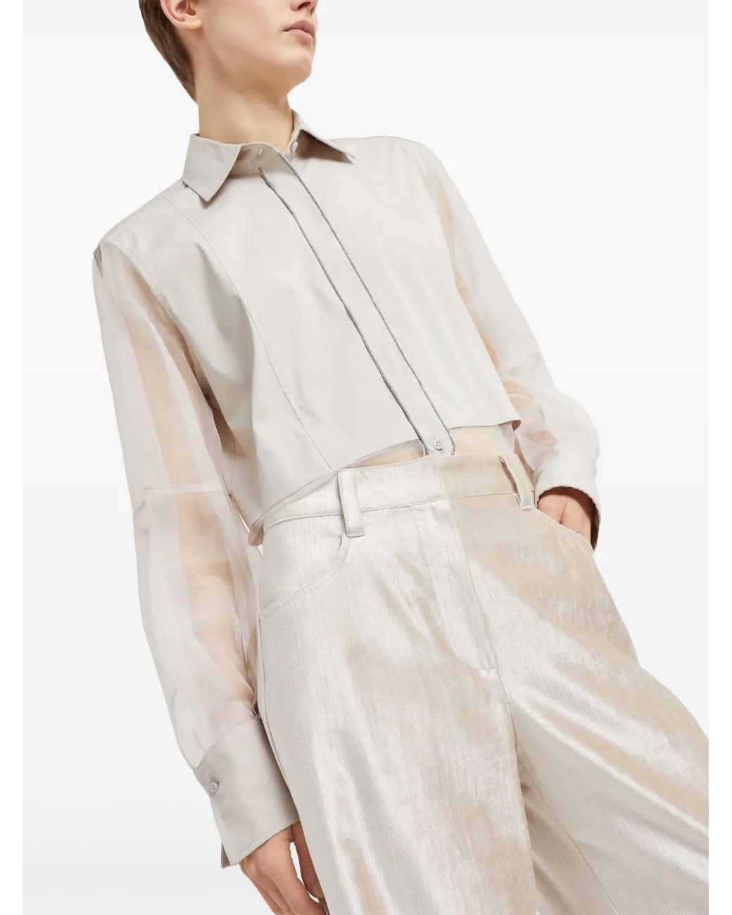 Brunello Cucinelli White Wide-leg Trousers