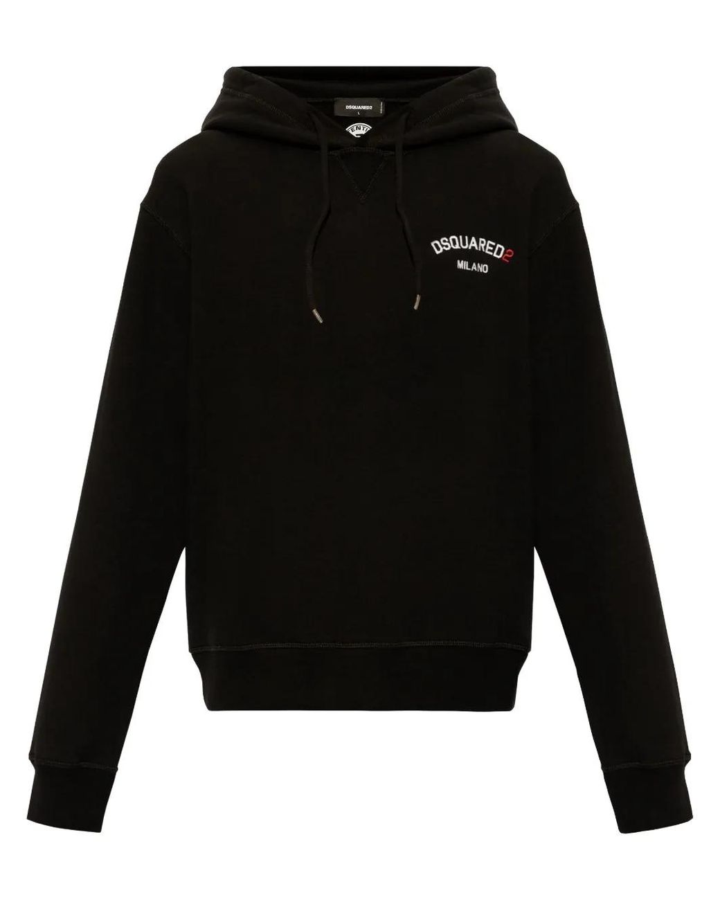 DSquared² Black Logo-Embroidered Cotton Hoodie for men