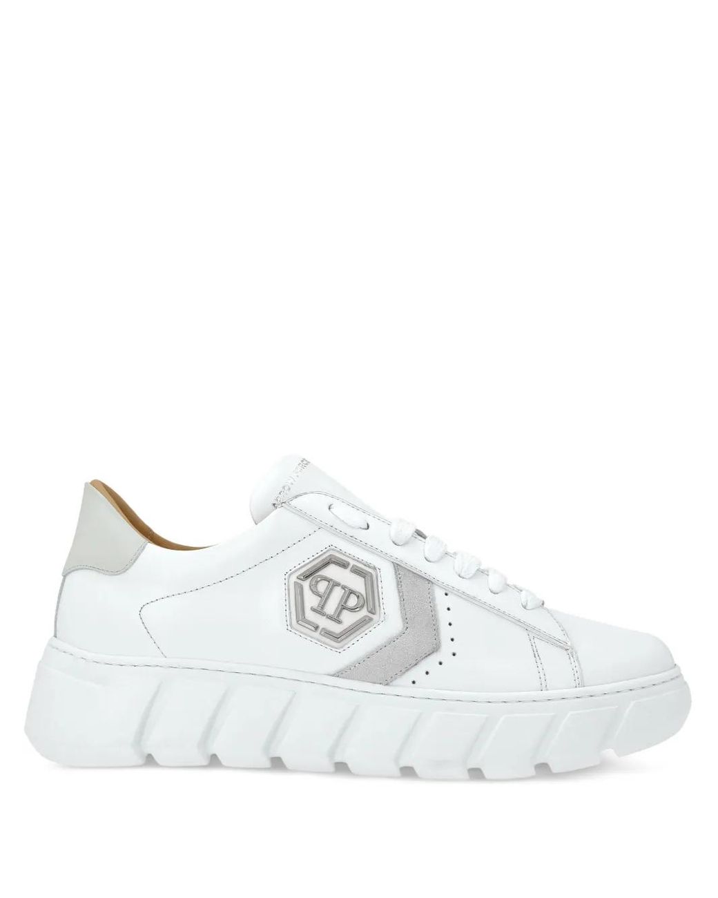 Philipp Plein White Hexagon Lo-Top Sneakers