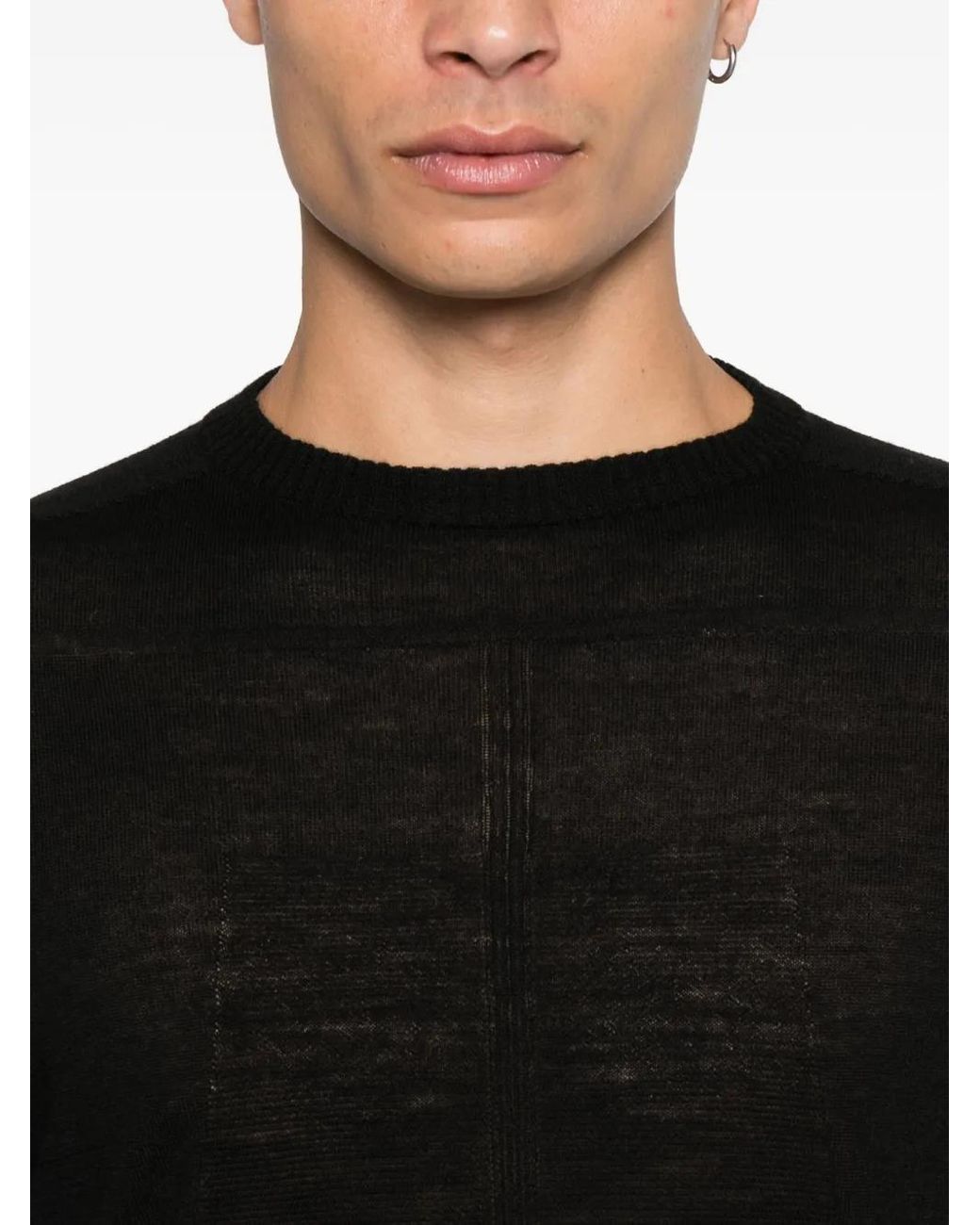 Rick Owens Black Crew-Neck Wool Jumper for men