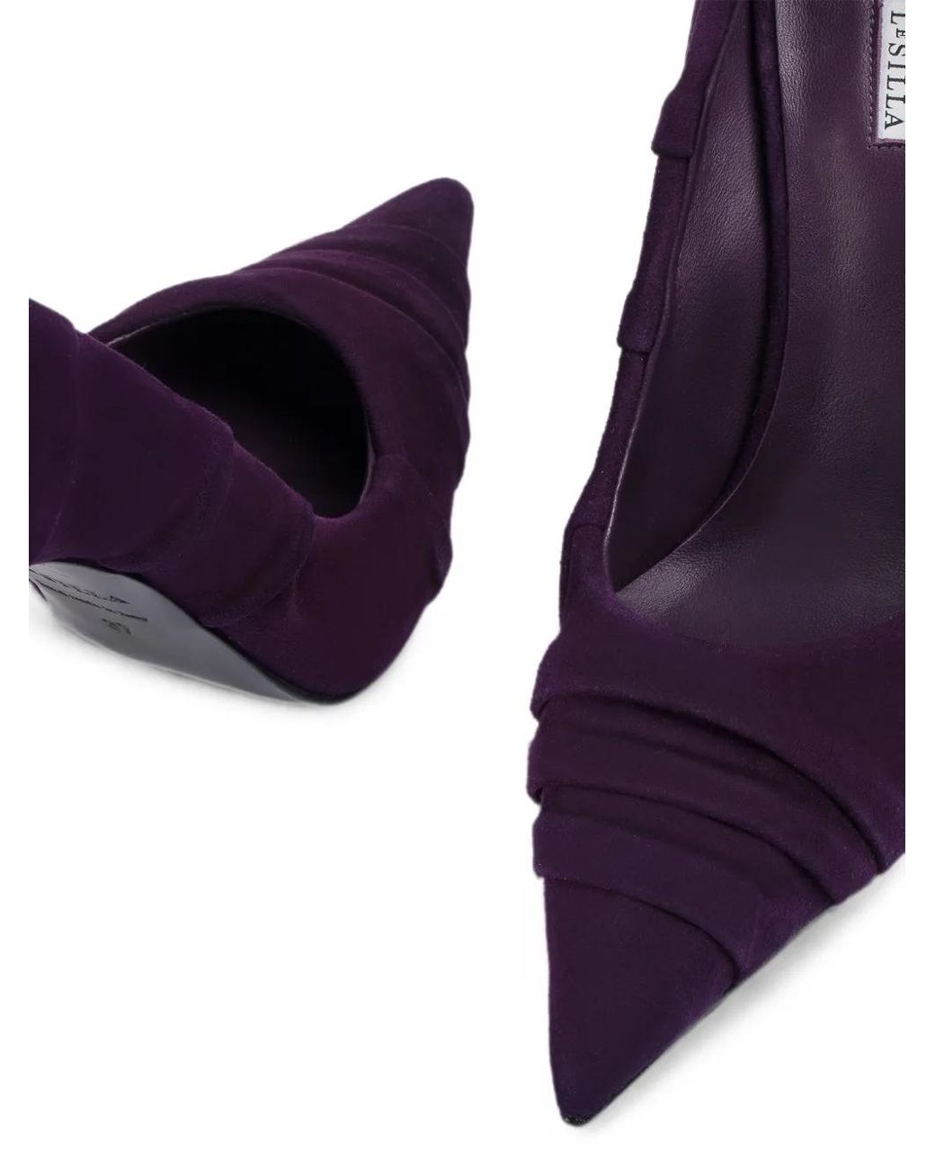 Le Silla Purple Bella Draped Suede Pumps