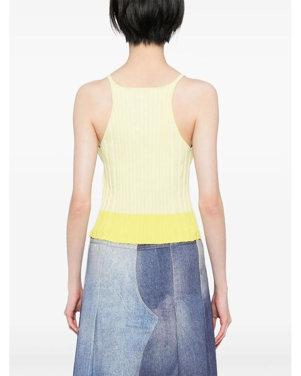 Maison Kitsuné Yellow Baby Fox-Patch Ribbed Tank Top