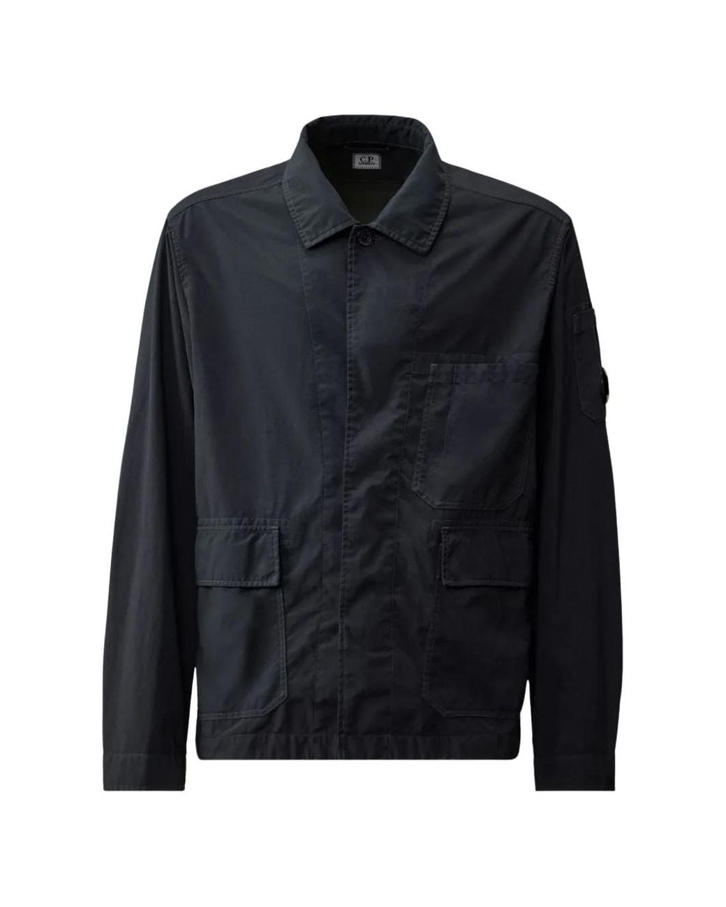 C P Company Blue Taylon P Button Lens Overshirt for men