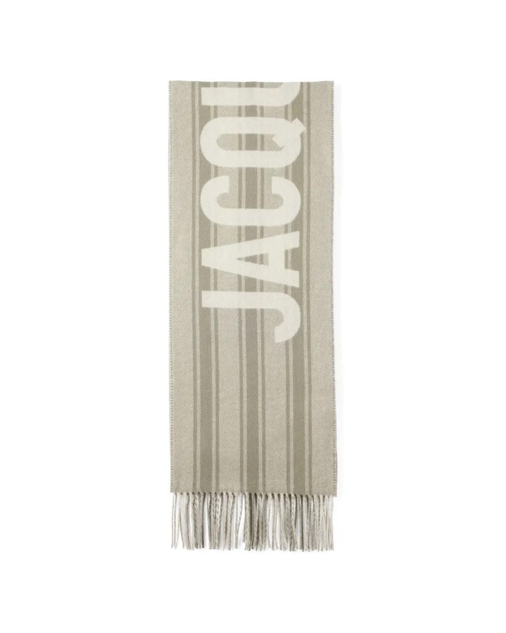 Jacquemus White Lecharpe Striped Wool Scarf