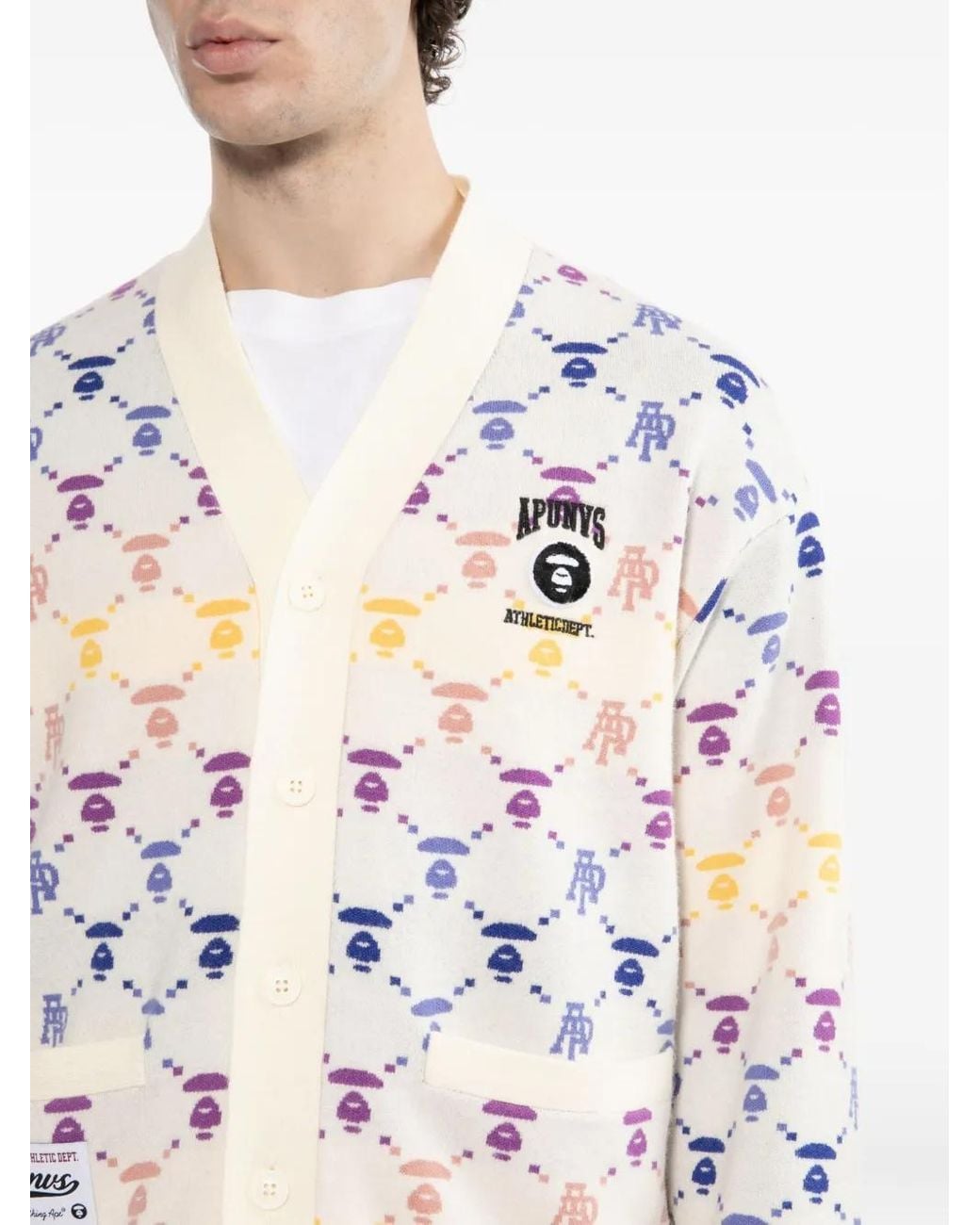 Aape By A Bathing Ape White Logo-Print Cardigan for men