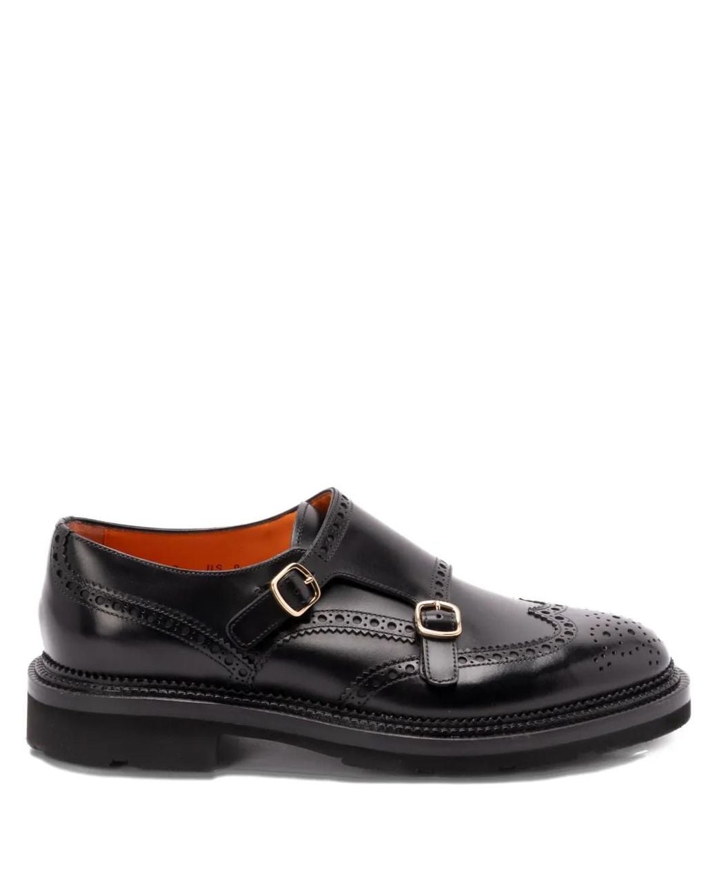 Santoni Black Double-Strap Monk Shoes for men