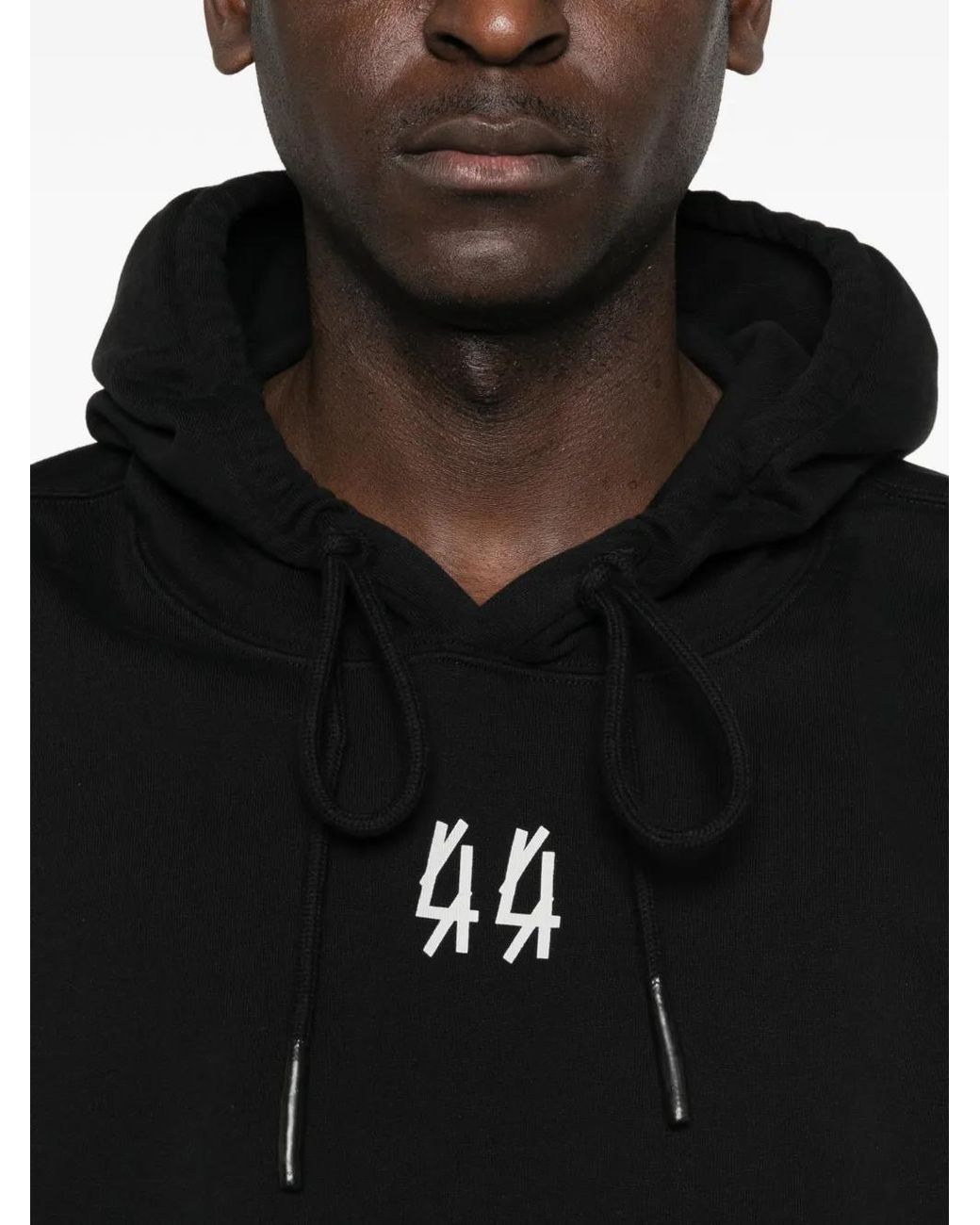 44 Label Group Black Mini Logo Hooded Sweatshirt for men