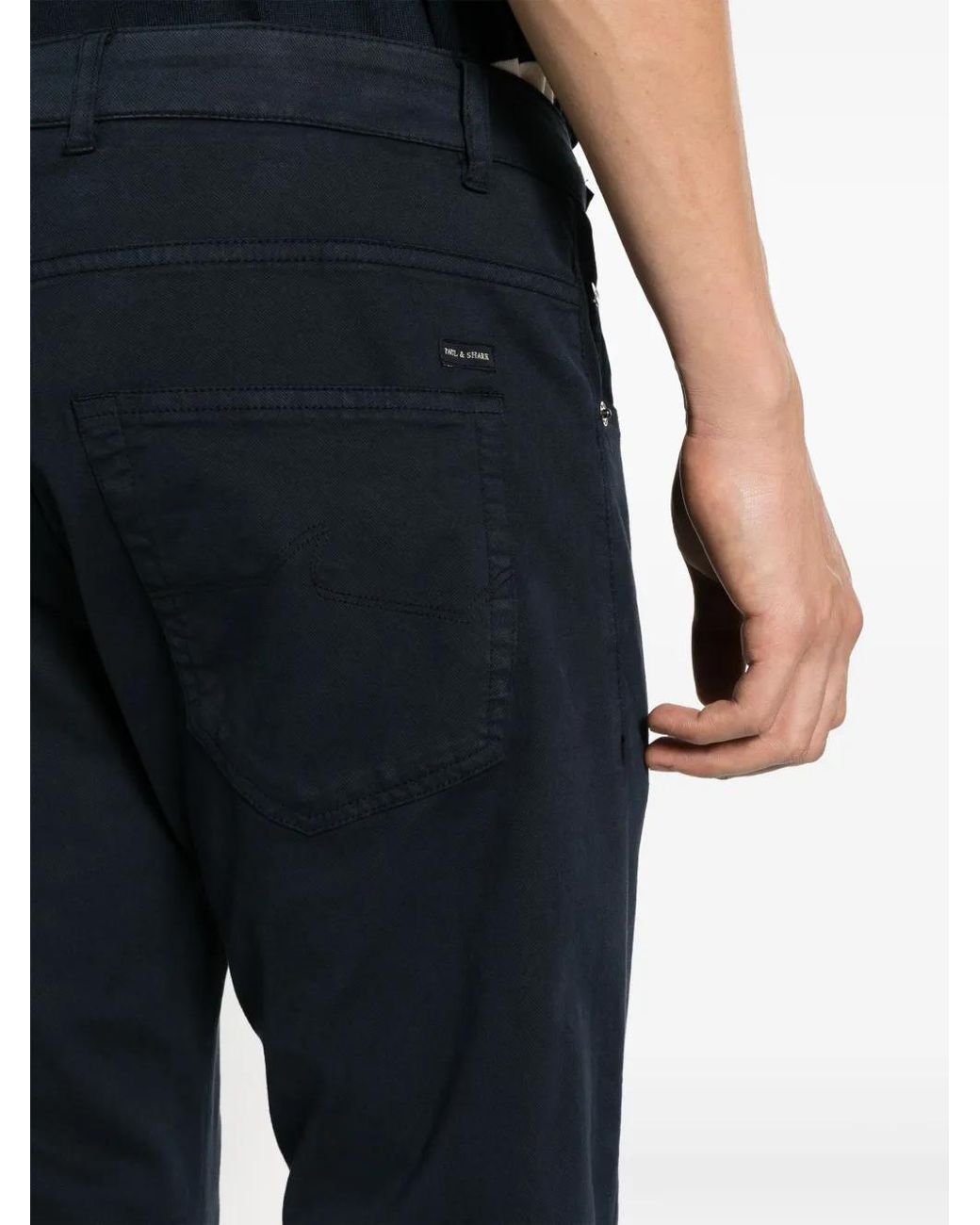 Paul & Shark Blue Logo-Charm Twill Chinos for men