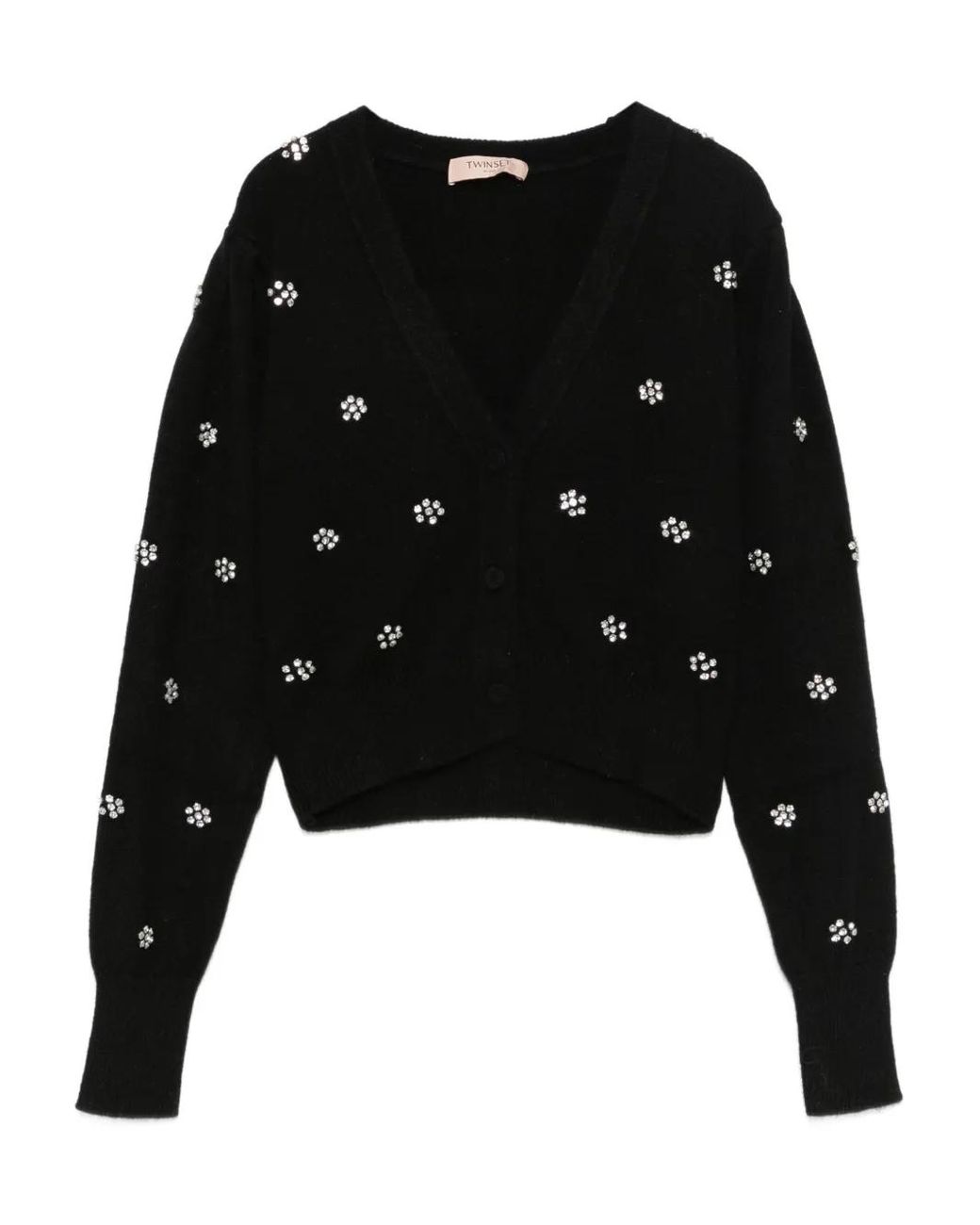 Twinset Black Floral-Pattern Cardigan