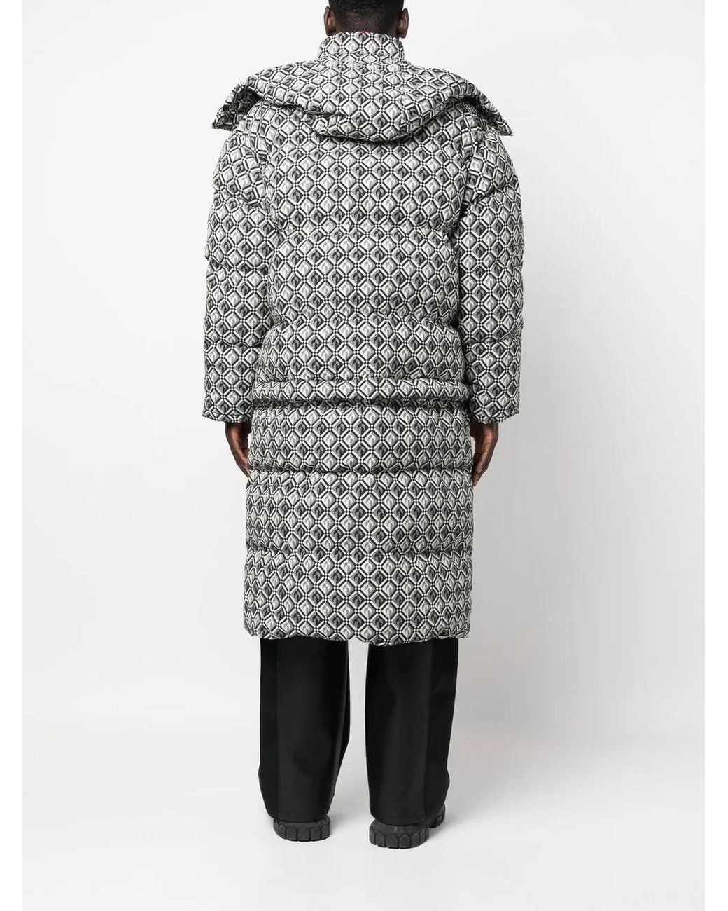 MARINE SERRE Gray Moon Diamond-Pattern Oversized Puffer Coat