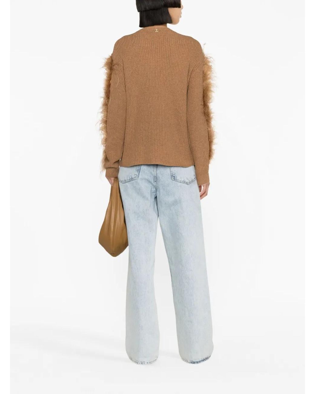 Twinset Brown Pullover Mit Federn