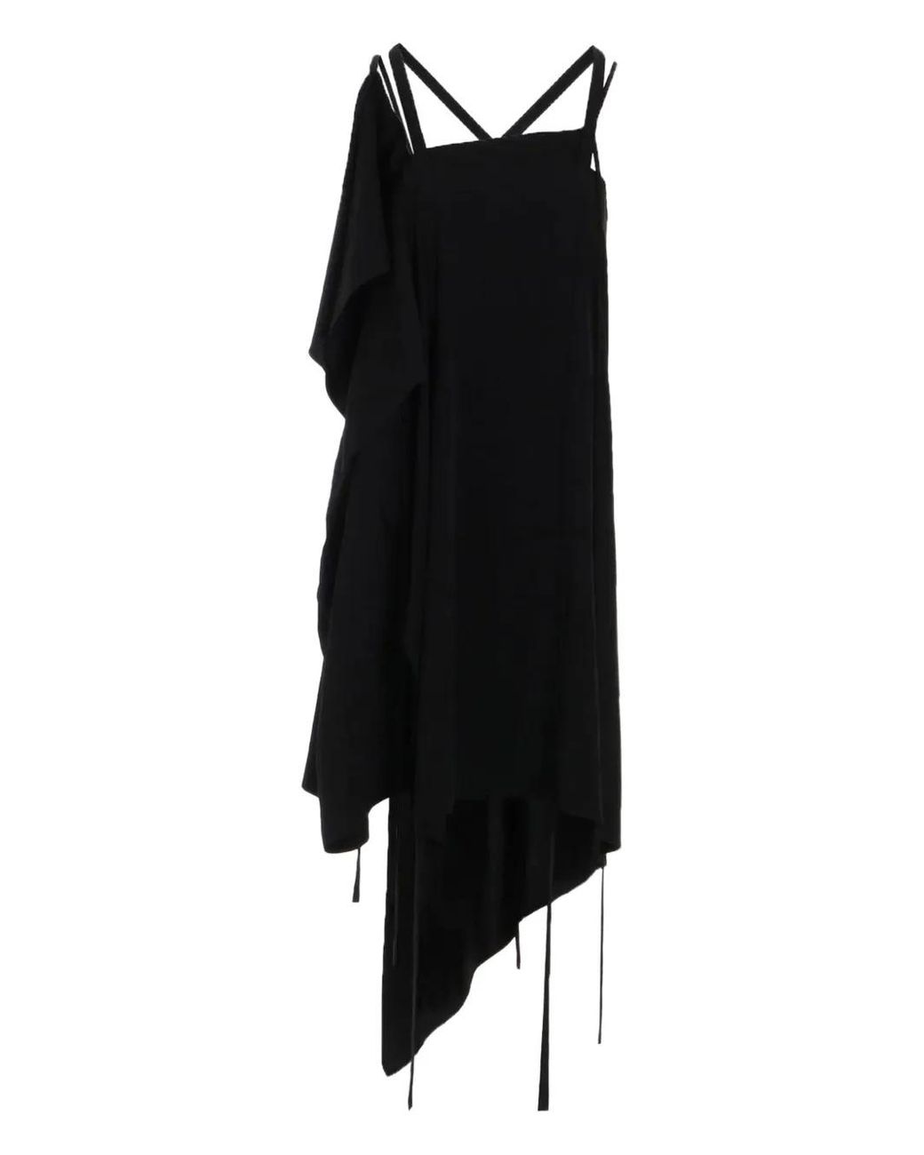 Yohji Yamamoto Black Asymmetric Draped Dress