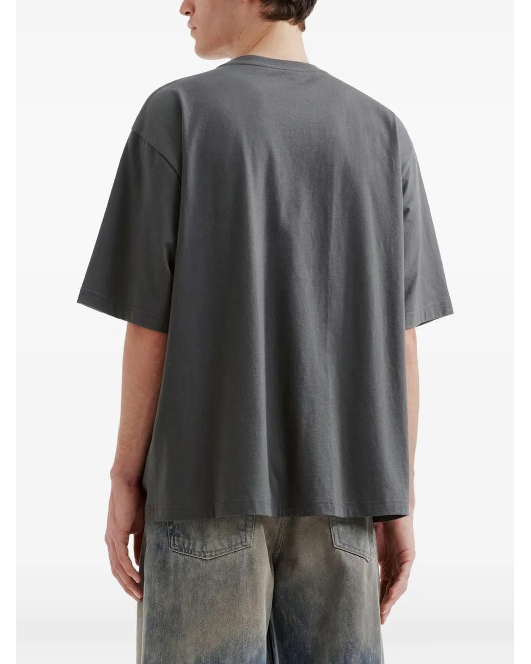 we11done Gray Graphic-Print T-Shirt for men