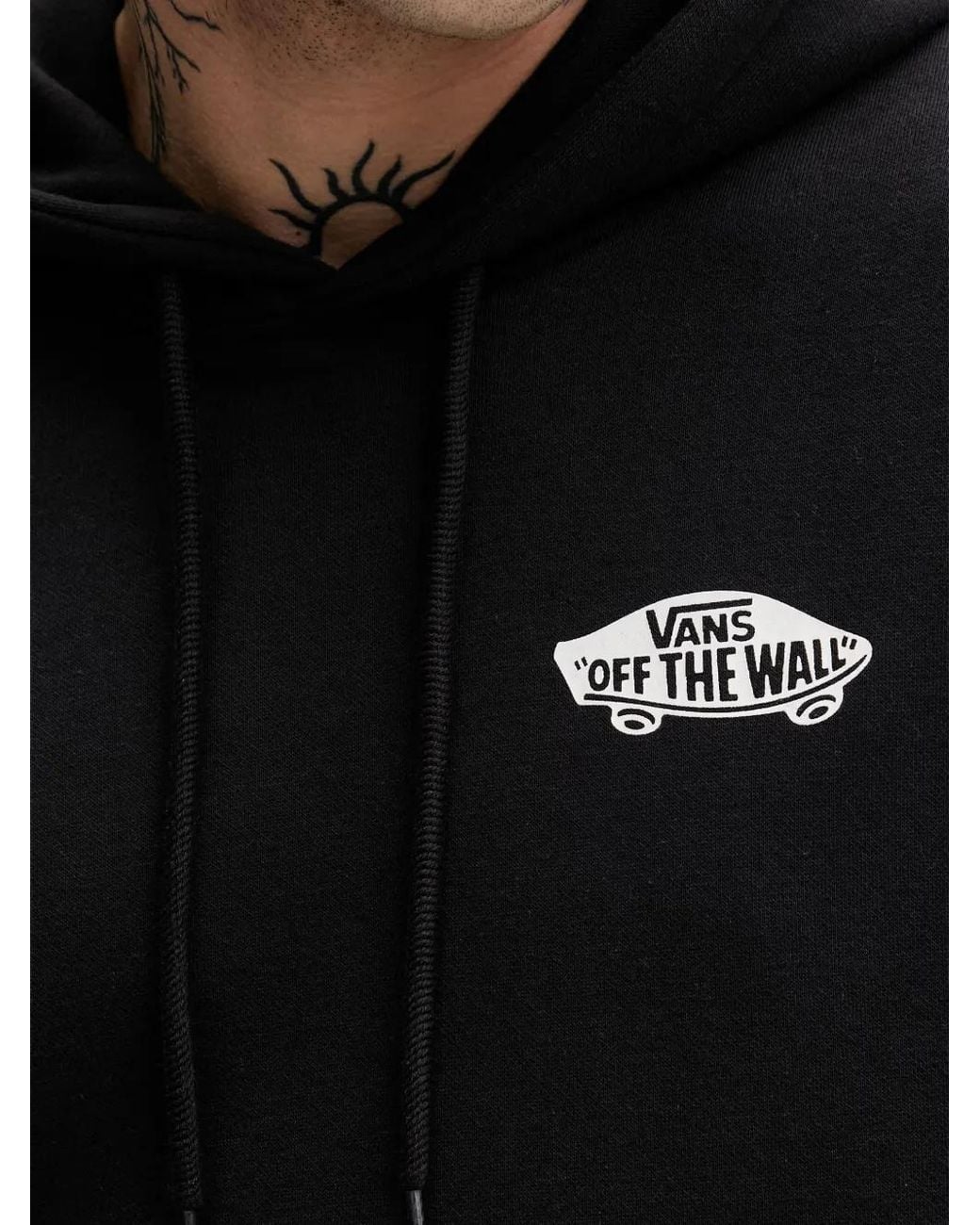 Vans Black Logo-Print Drawstring Hoodie for men