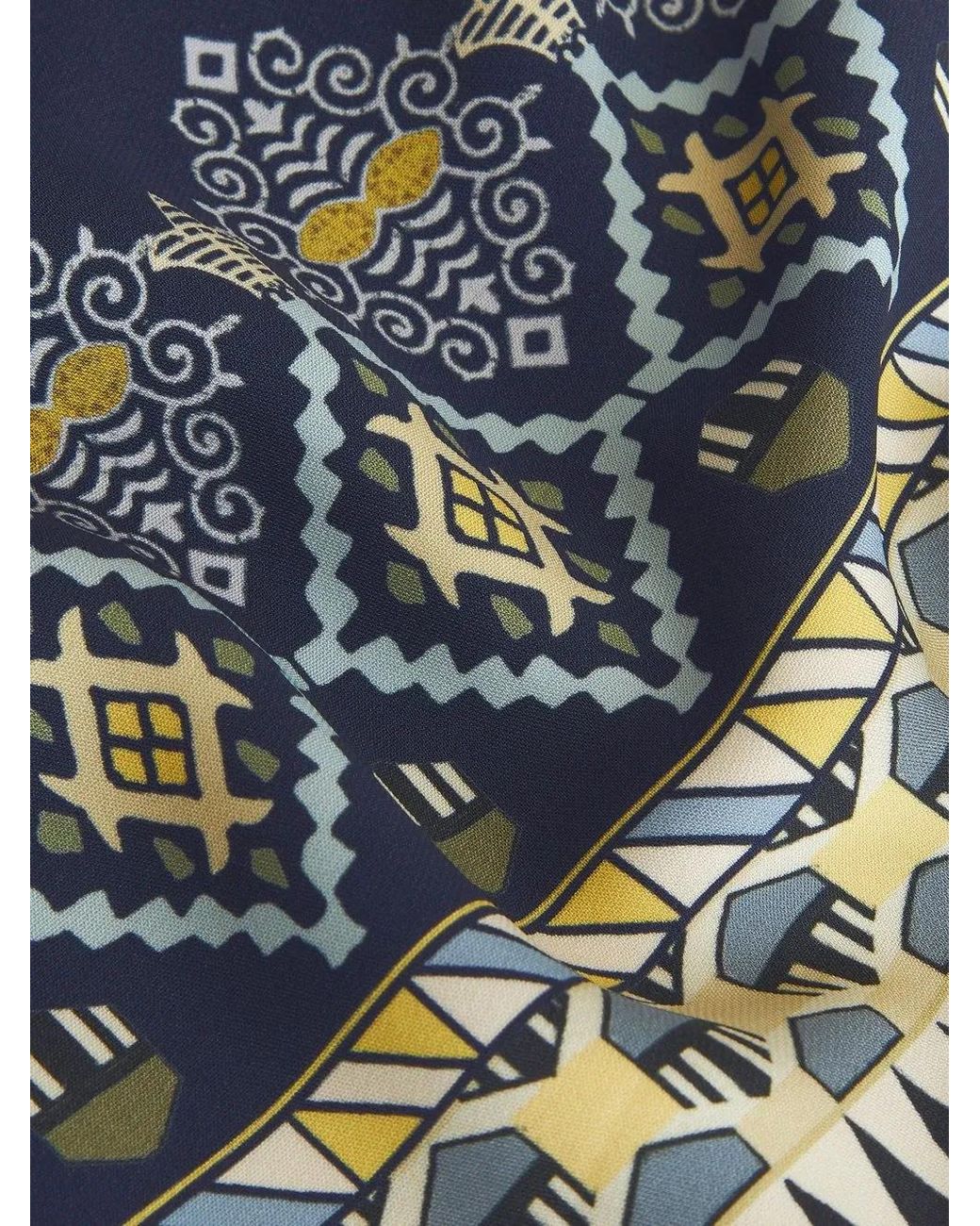 Etro Blue Embroidered-Design Short-Sleeve Dress