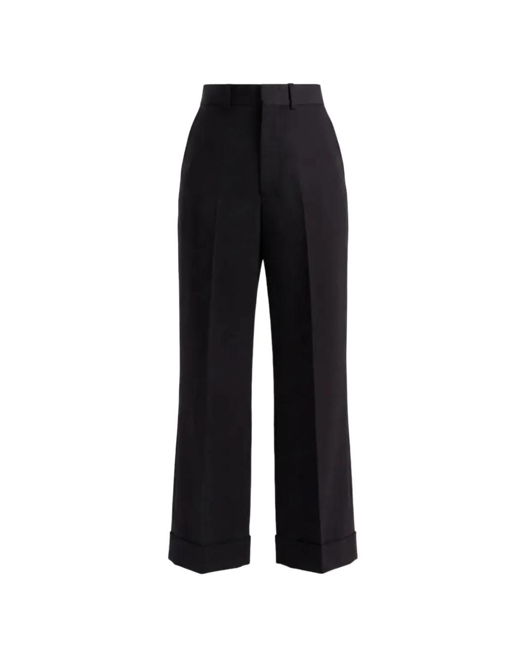 Junya Watanabe Black Pressed-Crease Turned-Up Trousers