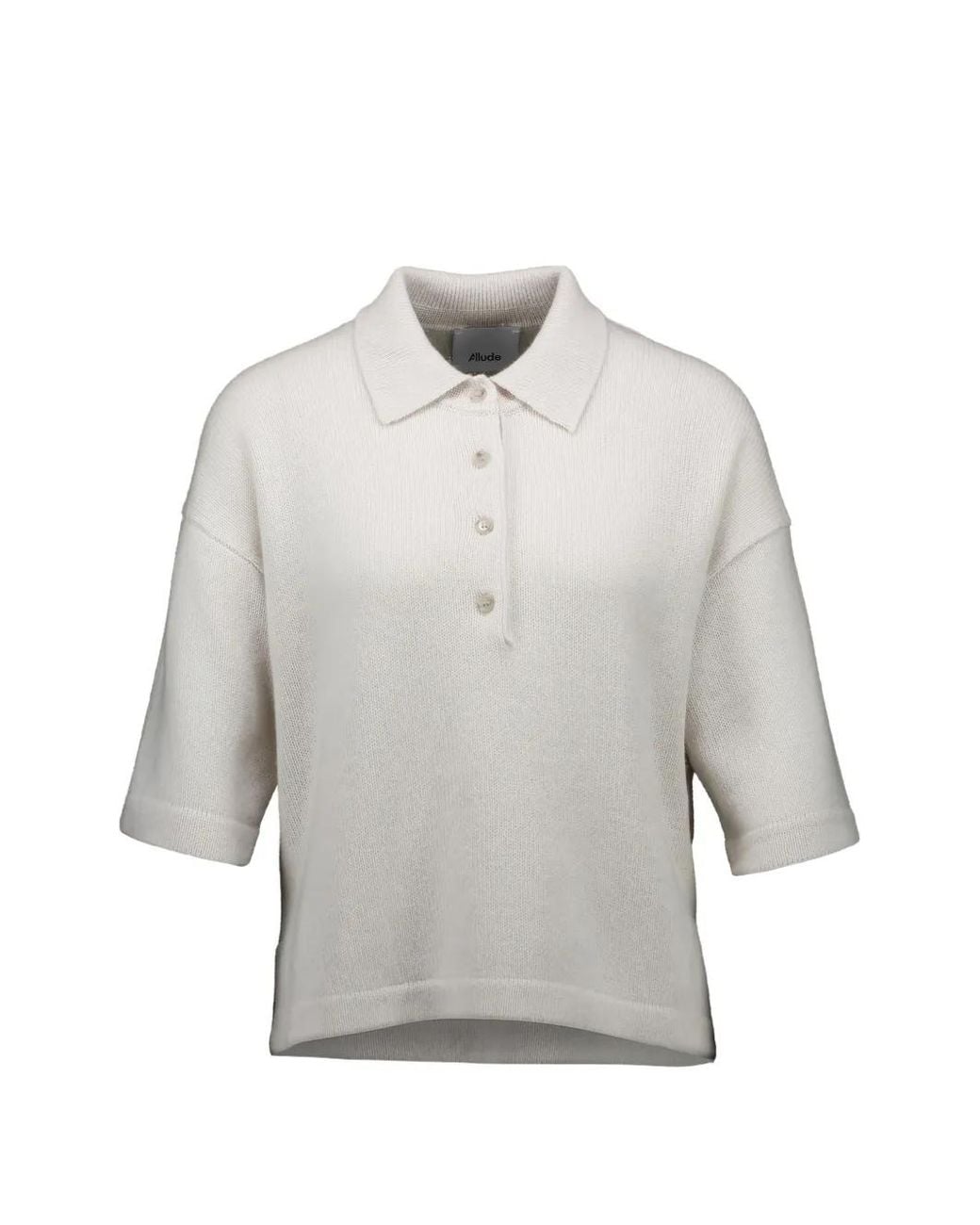 Allude Gray Buttoned Polo Sweater