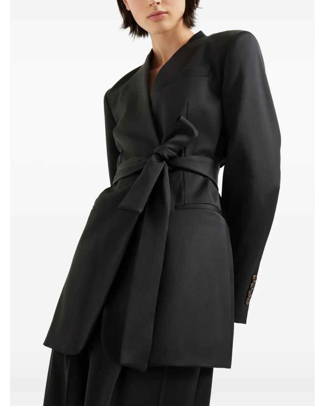 Brunello Cucinelli Black Belted Wrap Blazer
