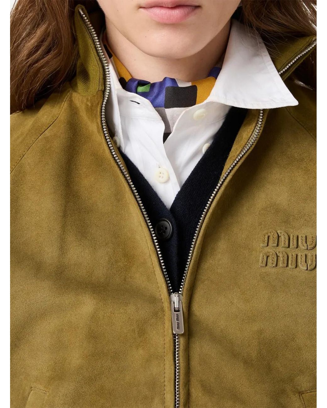 Miu Miu Green Waxed Suede Jacket