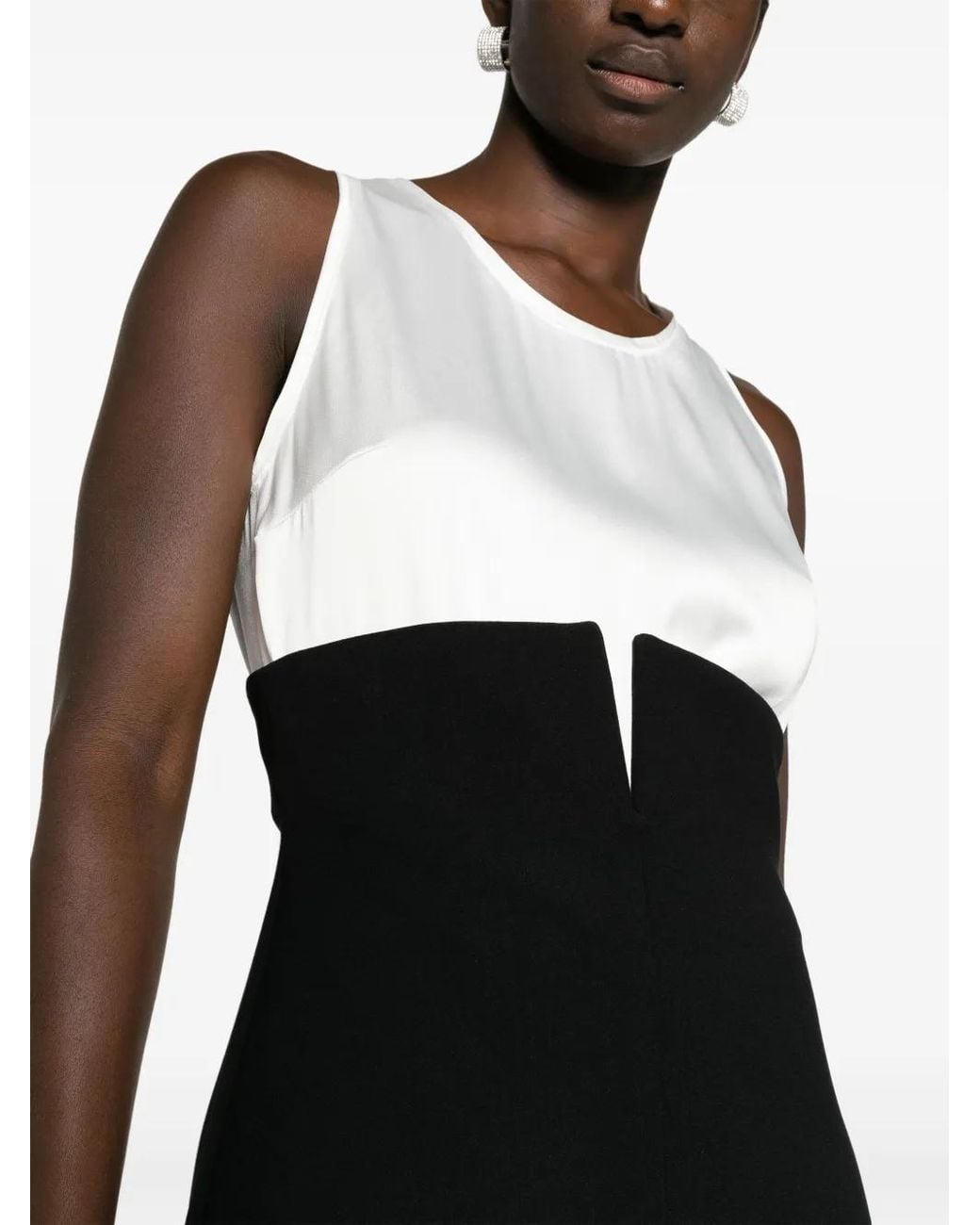 V:PM ATELIER Black Aria Two-Tone Crepe Maxi Dress