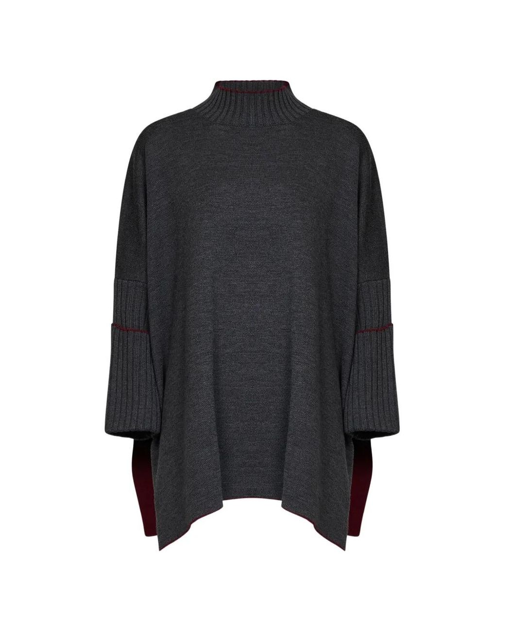 Herno Black Ribbed Funnel-Neck Sweater